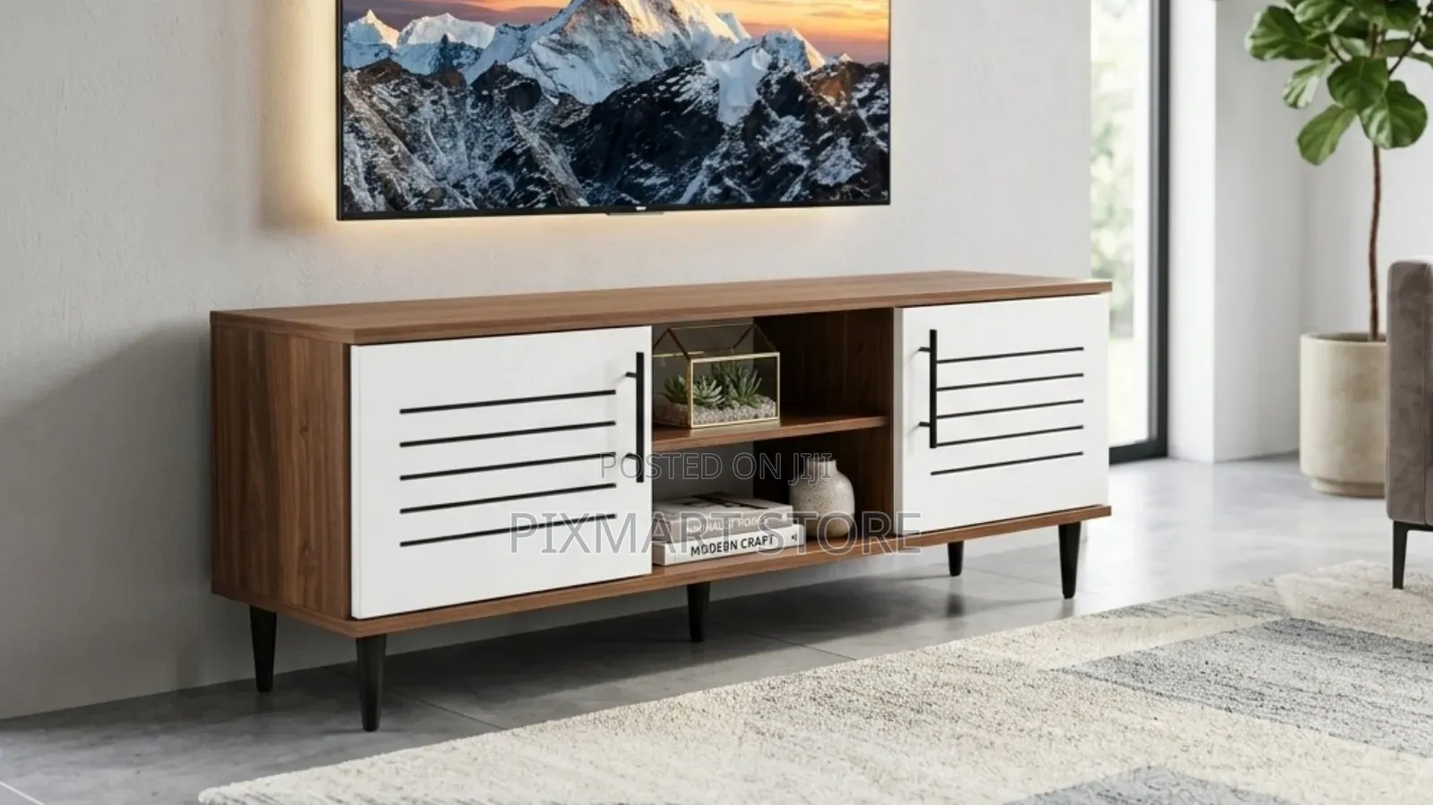 Hudson 2 4ft Modern Tv Stand With Storage Shelves
