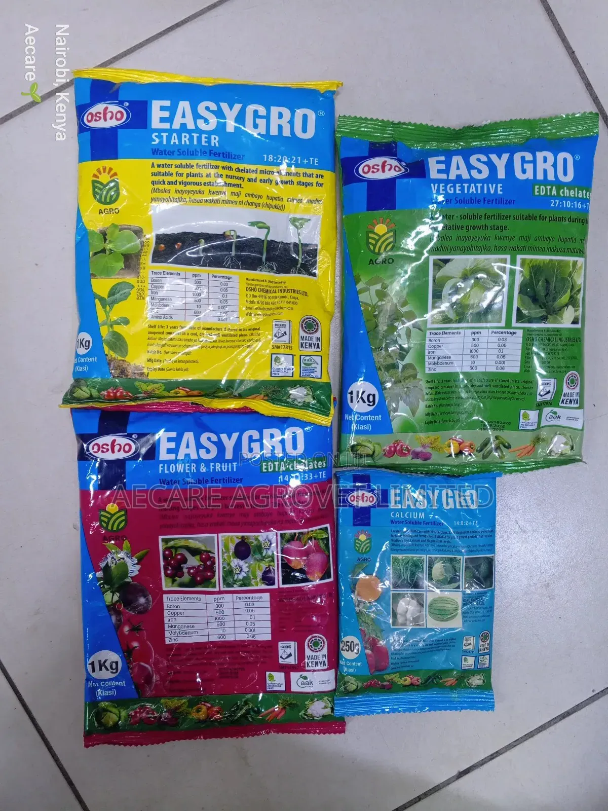 Easy Grow Foliar Fertilizer Starter,Veg, F F, Can 250g,500g, 1kg