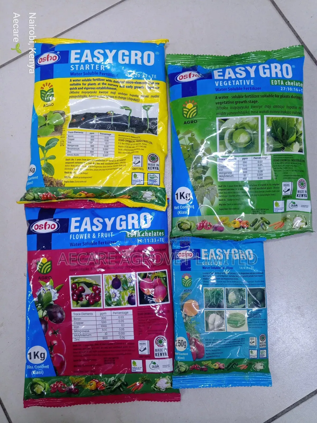 Easy Grow Foliar Fertilizer Starter,Veg, F F, Can 250g,500g, 1kg