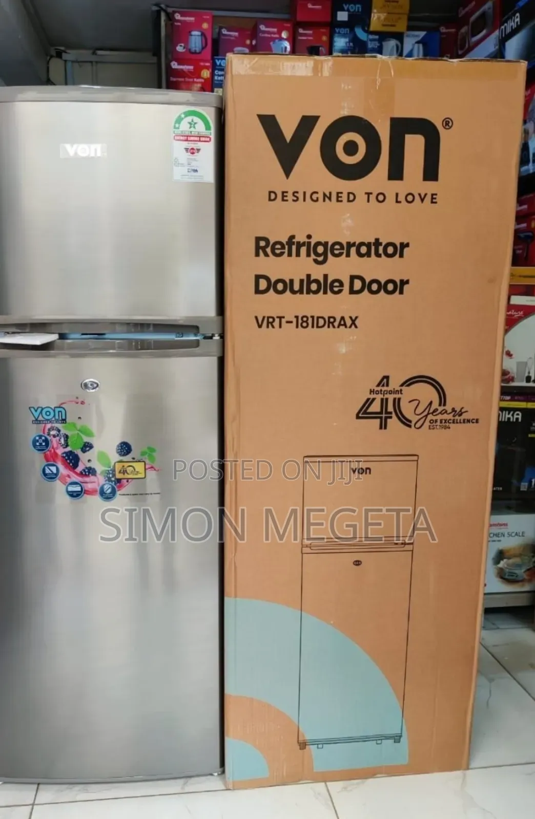 Von VRT-181drax Double Door Refrigerator – 181 Litres