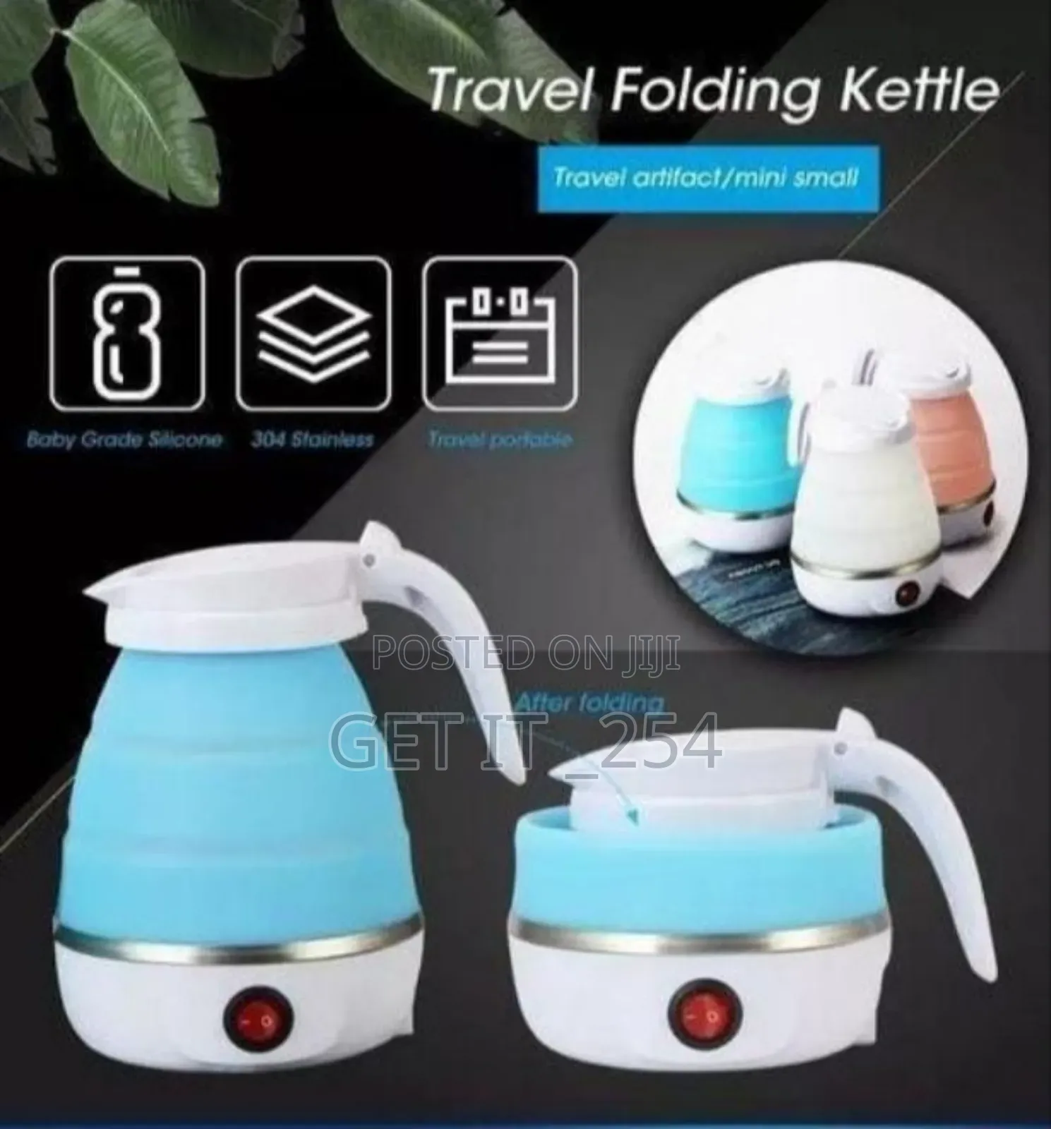*0.8litres Silicon Portable Foldable Travel Electric Water Kettle/