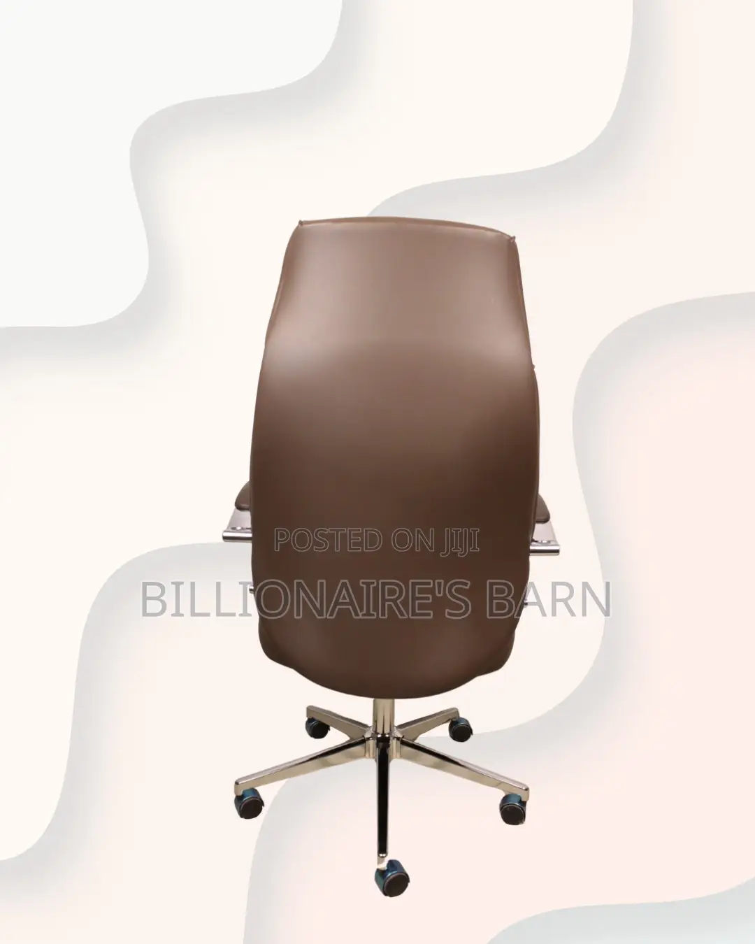 Brown Executive Leather Office Chair High Back Chrome Base Workspace
