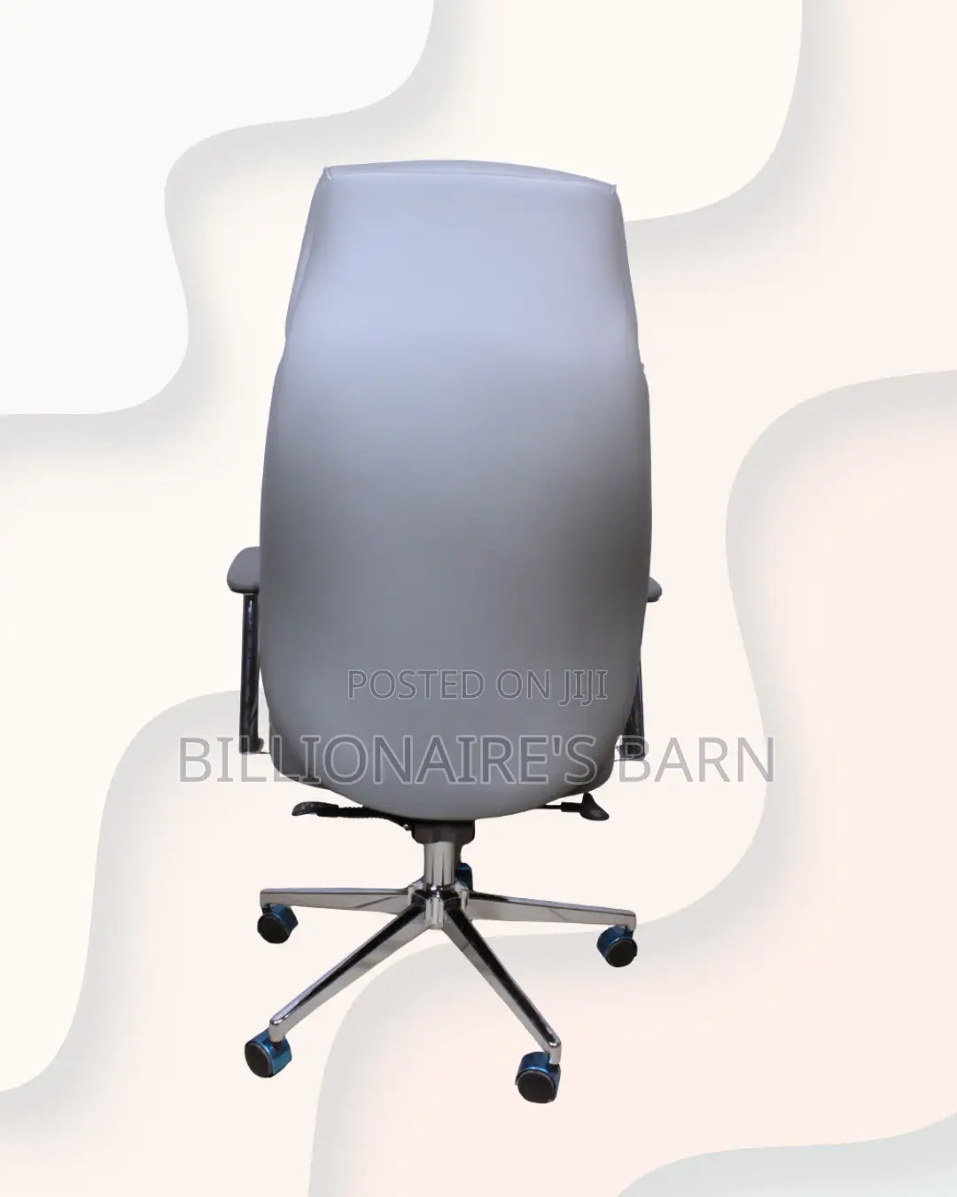 Grey Executive Leather Office Chair High Back Chrome Base Seating