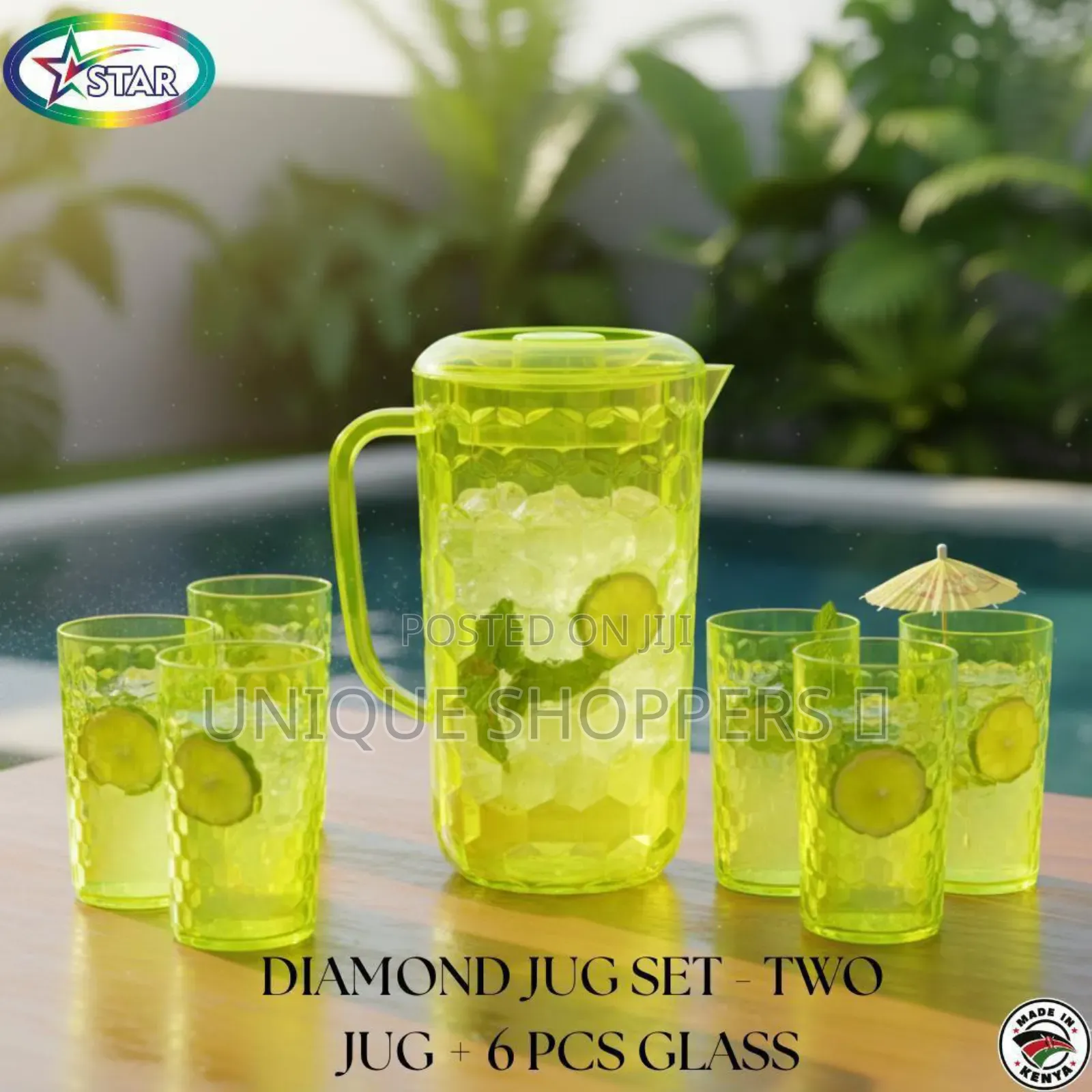 Diamond Jug Tumbler Plastic Set – 7pcs