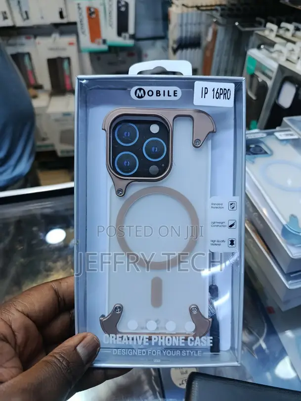 Mobile Brand Phone Case for the iPhone 16 Pro, Featuring a Metallic Be
