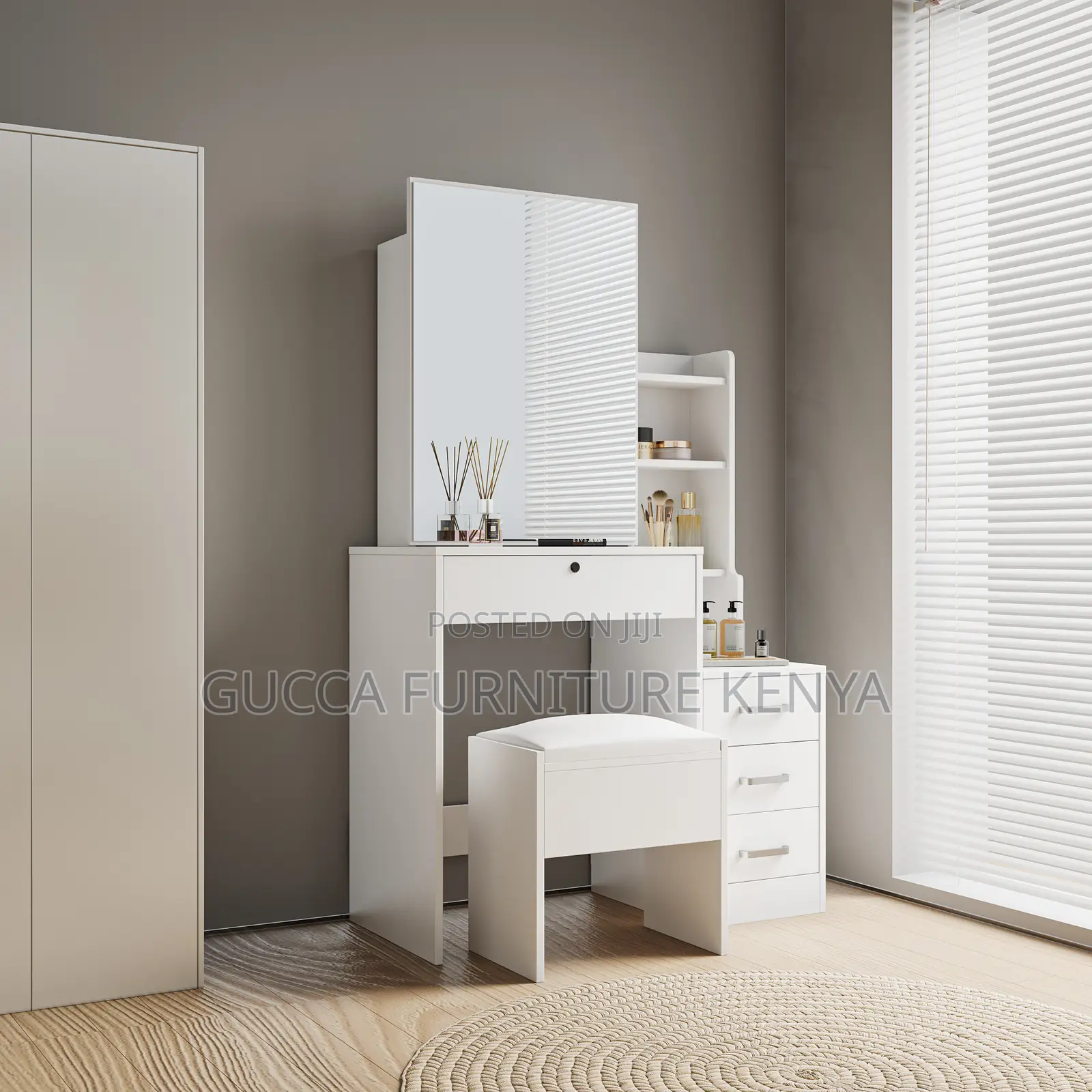 White Wooden Bedroom Dressing Table