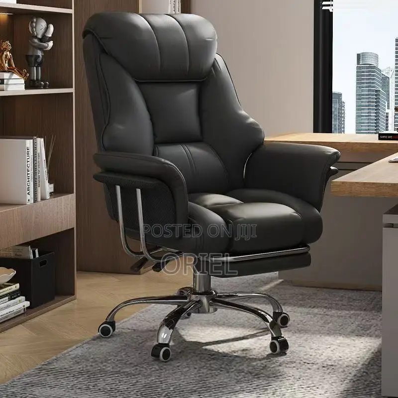 Office Chair : High-Back Executive Black Pu Leather Chair