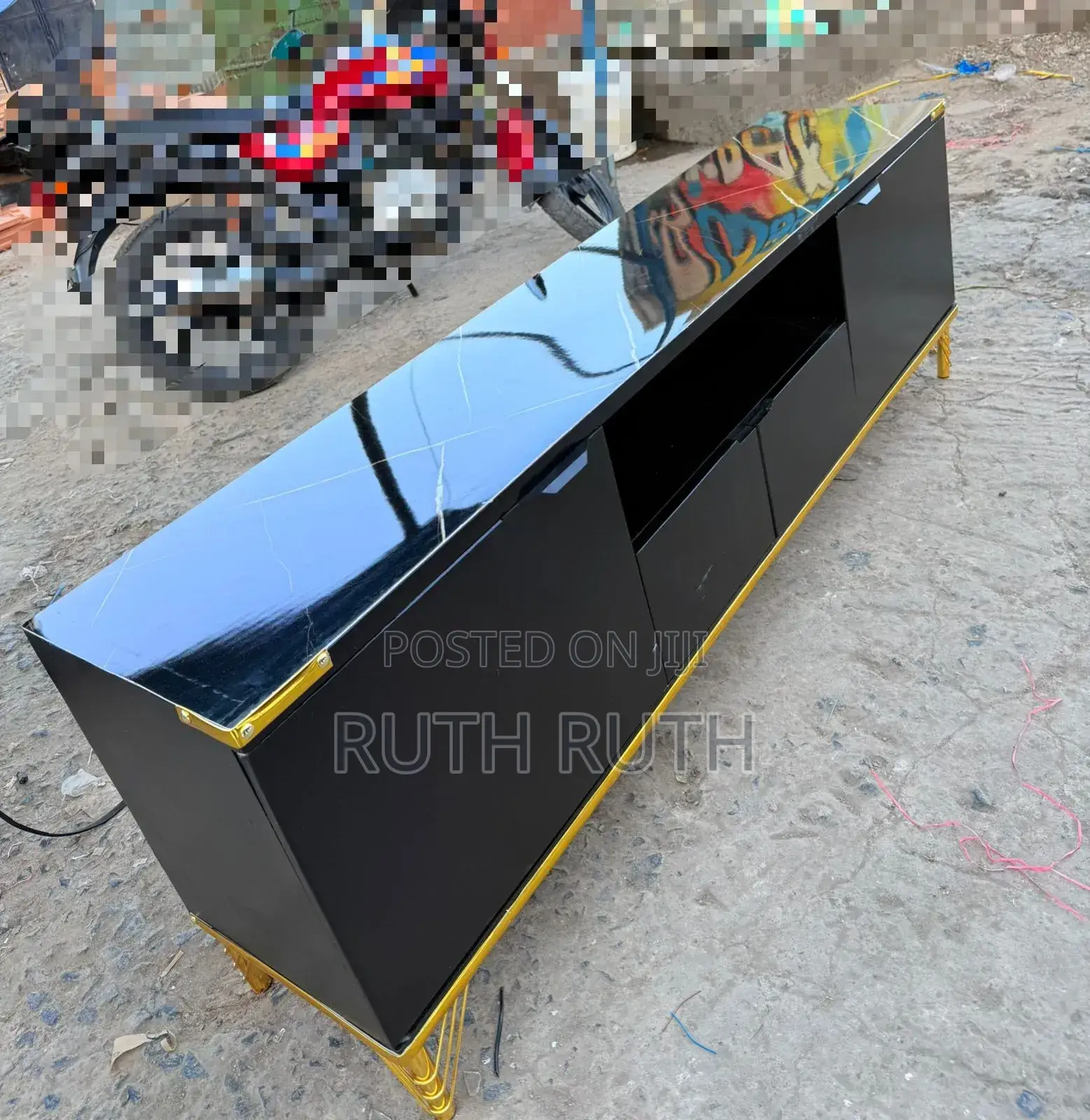 6ft Sleek Black Tv Stand