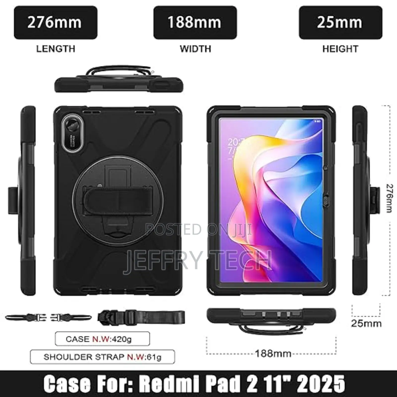 Cedo Xiaomi Redmi Pad 2 11 Inch Case, Rugged 3 Layer Armor Case