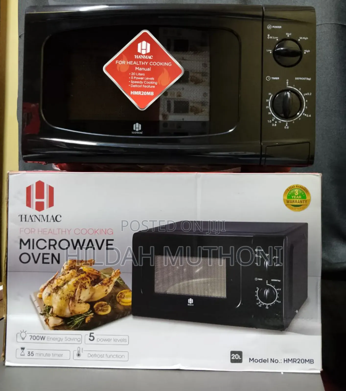 Hanmac 20l Manual Black and White Microwave (3 Years Warranty)