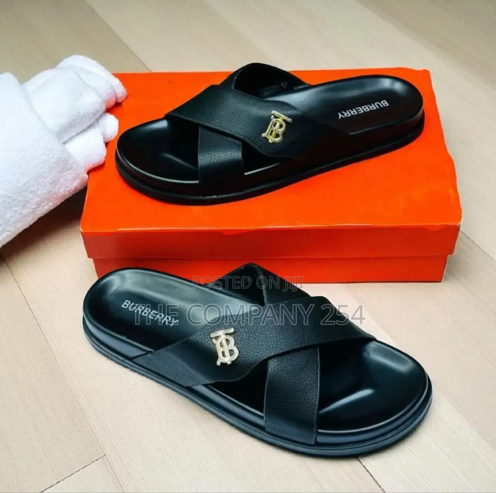 Quality Leather Men Casual Rubber Sole Men Open Slide Shoes