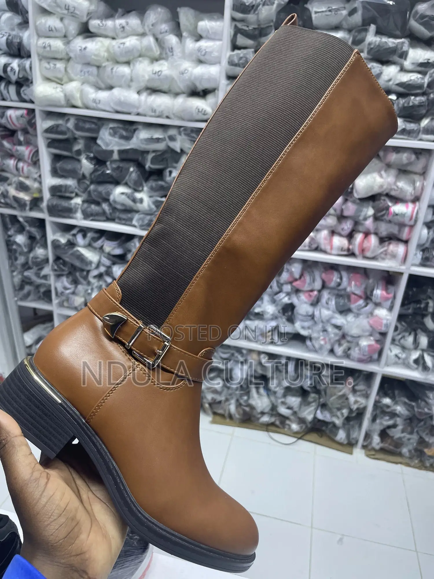 Alligator Skin Elastic High Boots