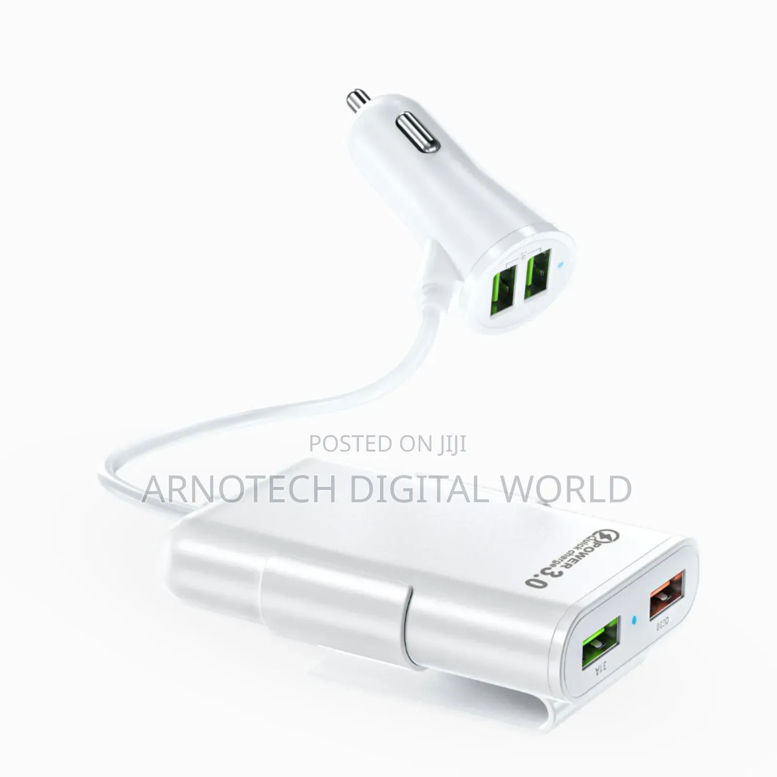 Multi Usb Port Backseat Clip Car Charger Extension Cord Long Cable