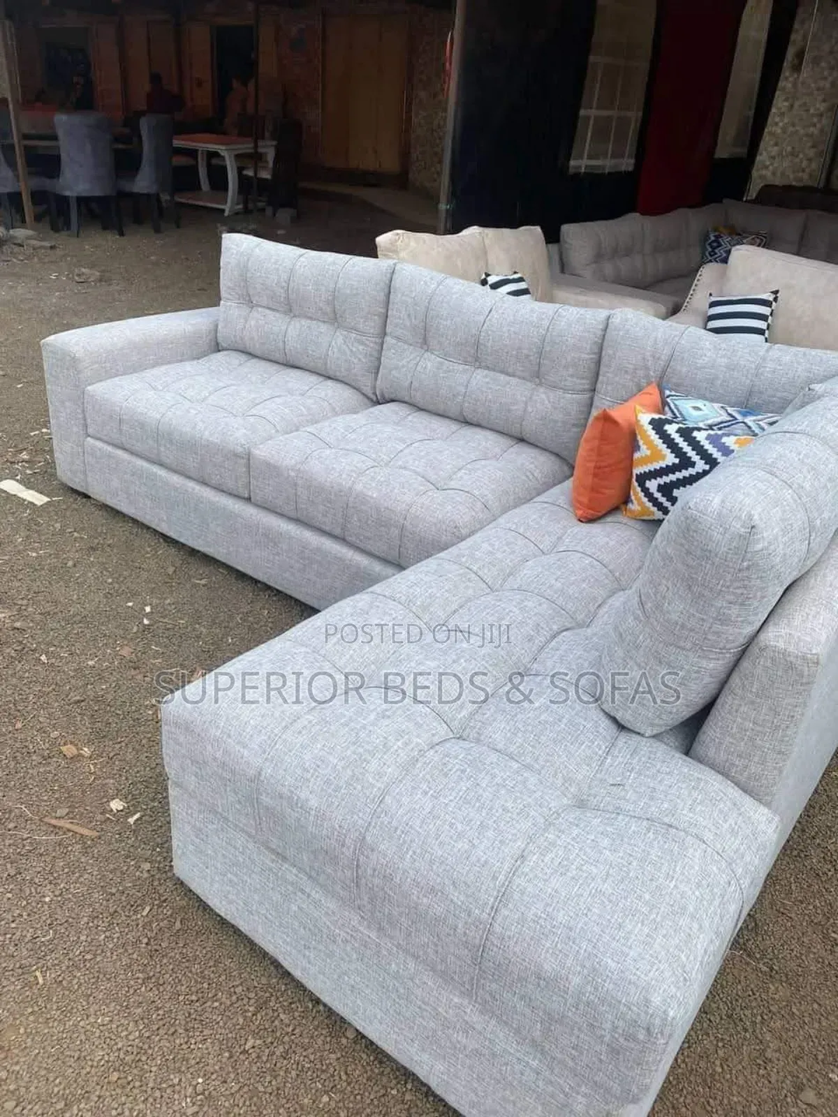 Grey 5 Seater L-Shaped Sofa
