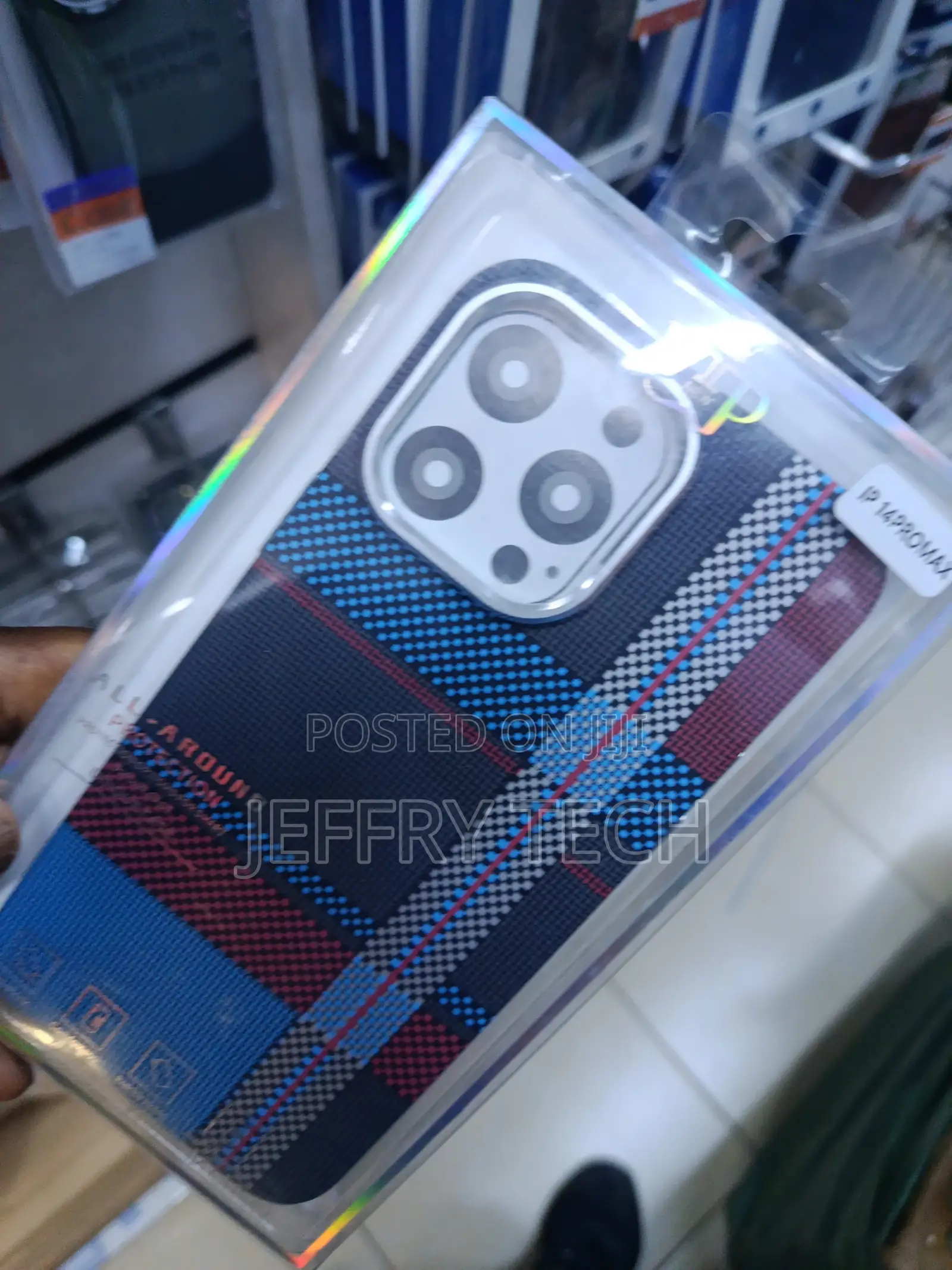 Simelik iPhone 14 Pro Max Carbon Fiber Case in Blue Black Accent