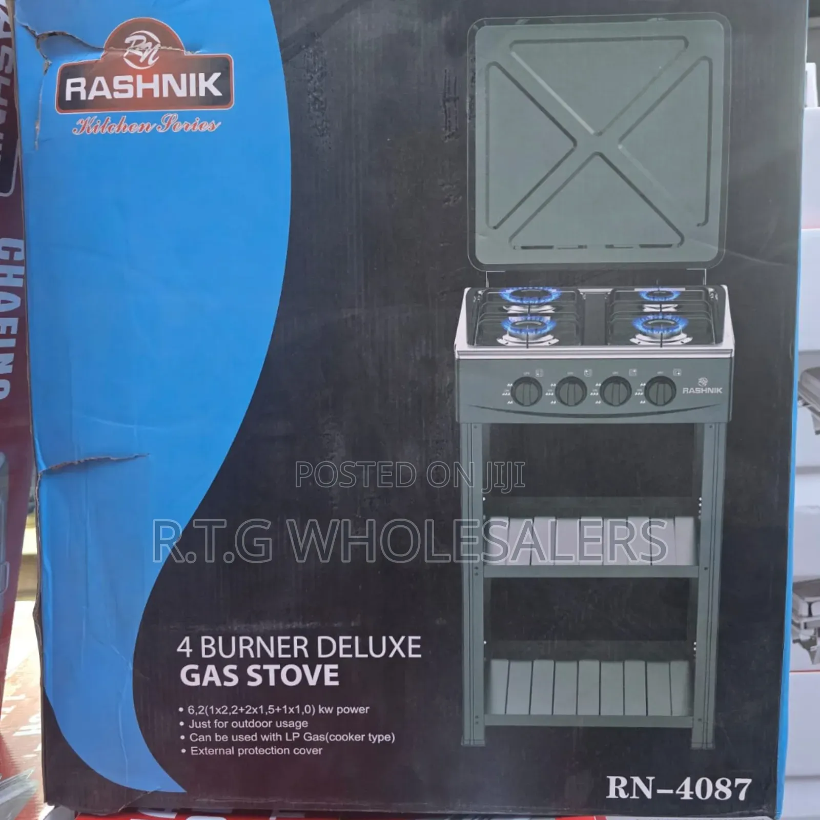 Rashnik 4 Burner Standing Cooker With Shelves
