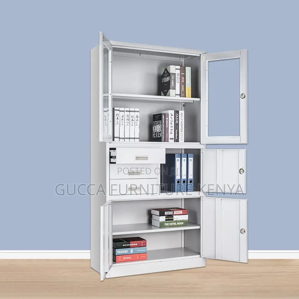 Glass Door Steel Office Filling Cabinet With Safe