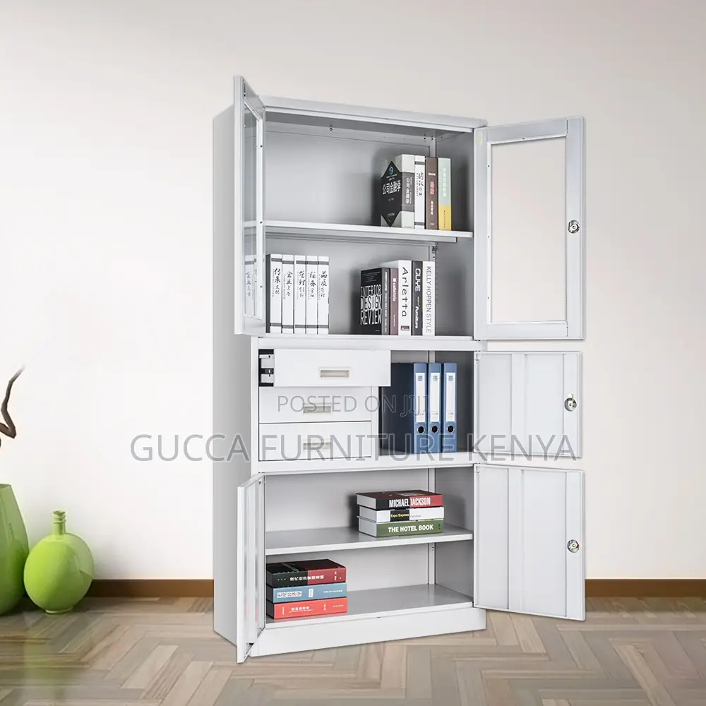 Glass Door Steel Office Filling Cabinet With Safe