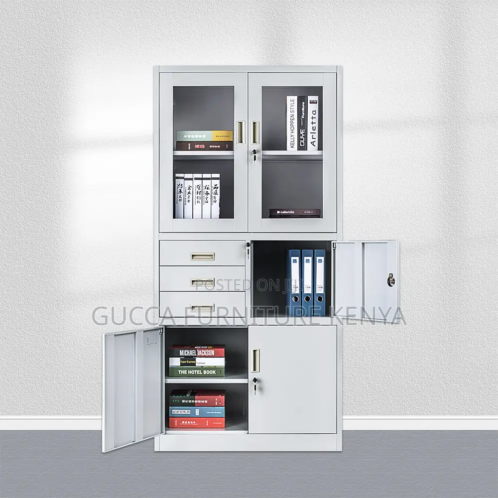 Glass Door Steel Office Filling Cabinet With Safe