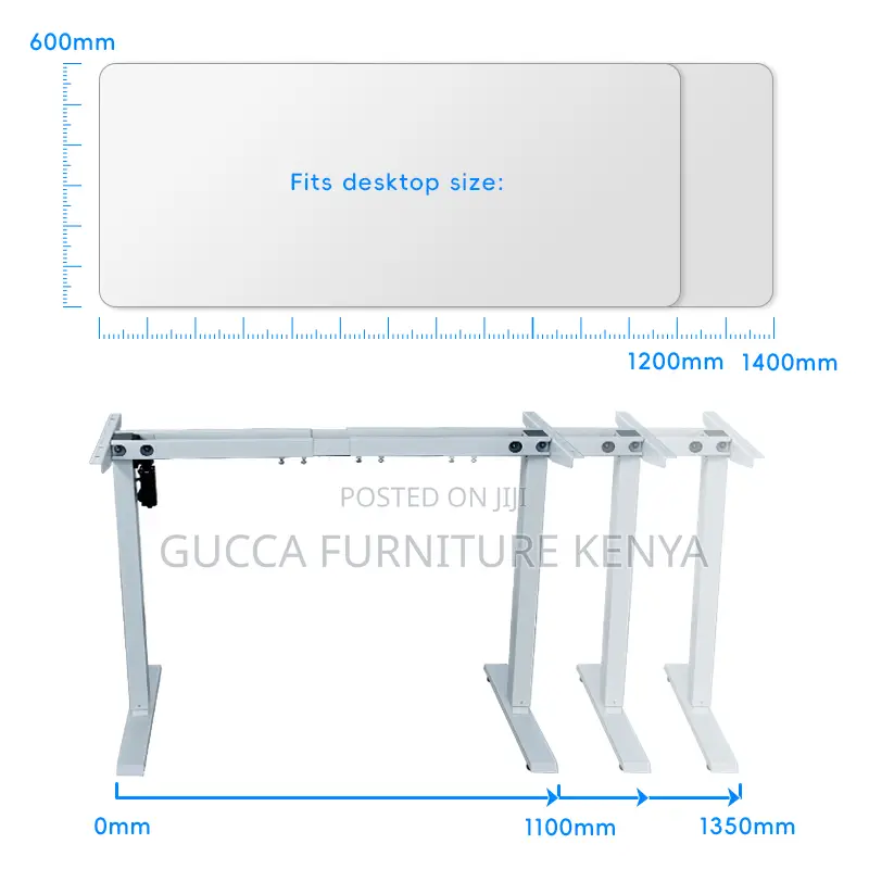 White Electric Height Adjustable Standing Desk