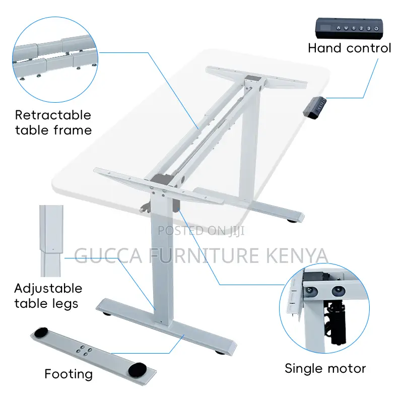 White Electric Height Adjustable Standing Desk