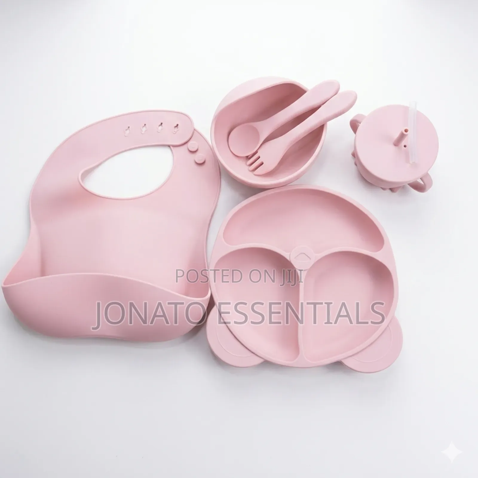 Silicone Baby Feeding Set With Suction Plate Bib