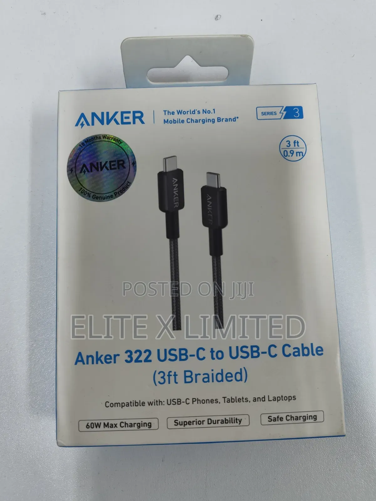 Anker 322 Usb-C to Usb-C Cable (3ft Braided)