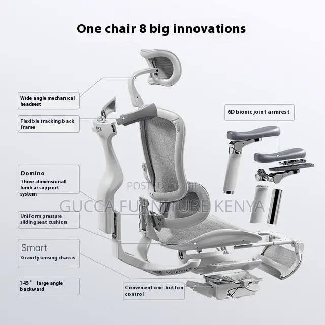 White Orthopedic Mesh Chair With Footrest