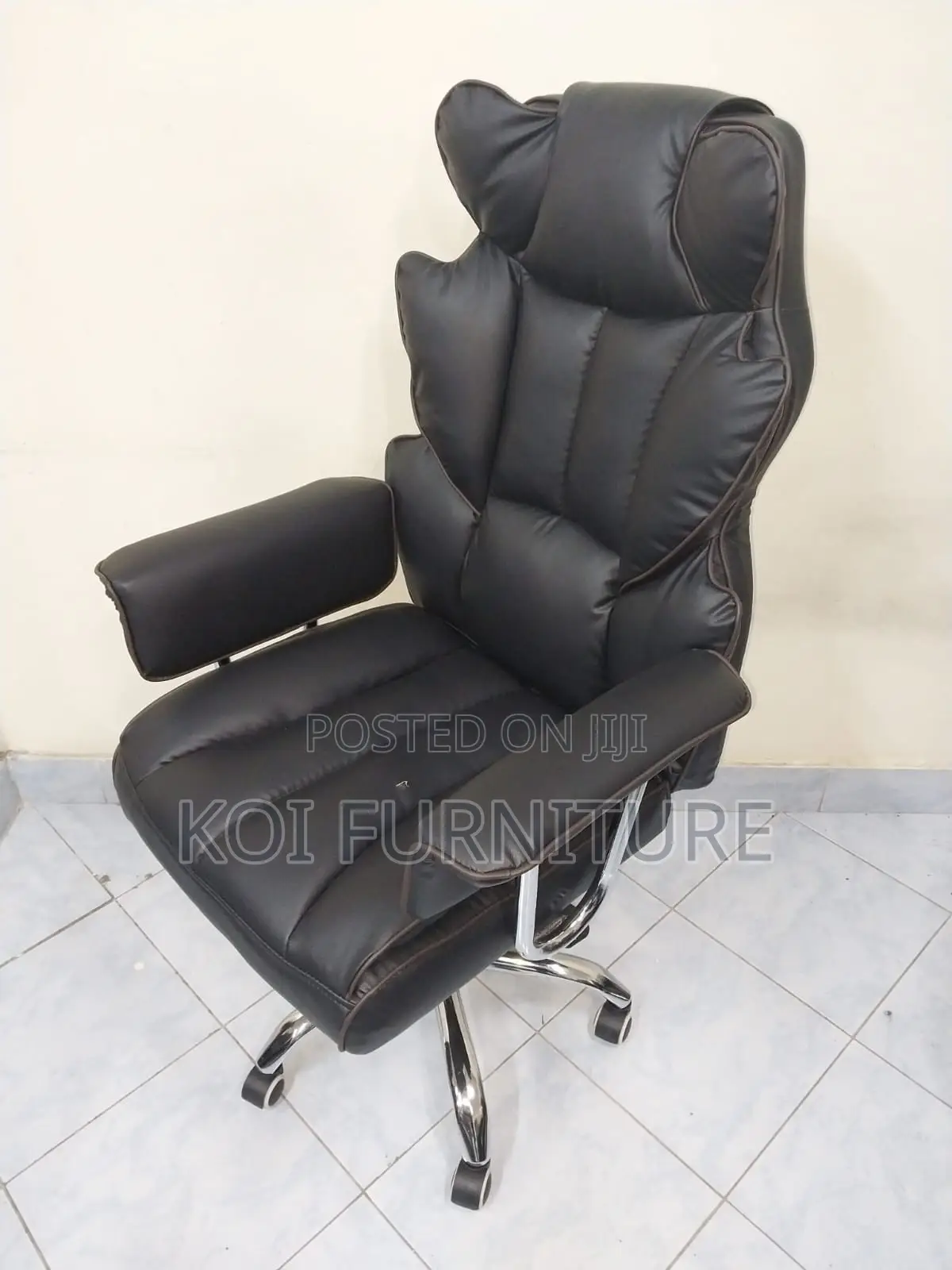 Office Chair; Leather Executive Chair With Butterfly High Backrest