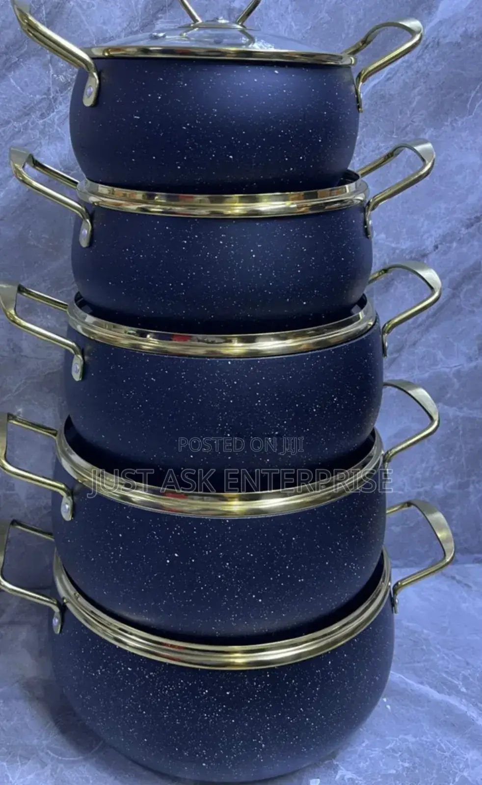10pcs Amber Cookware Set,
 20/22/24/28/30cm Pots: Granite Material