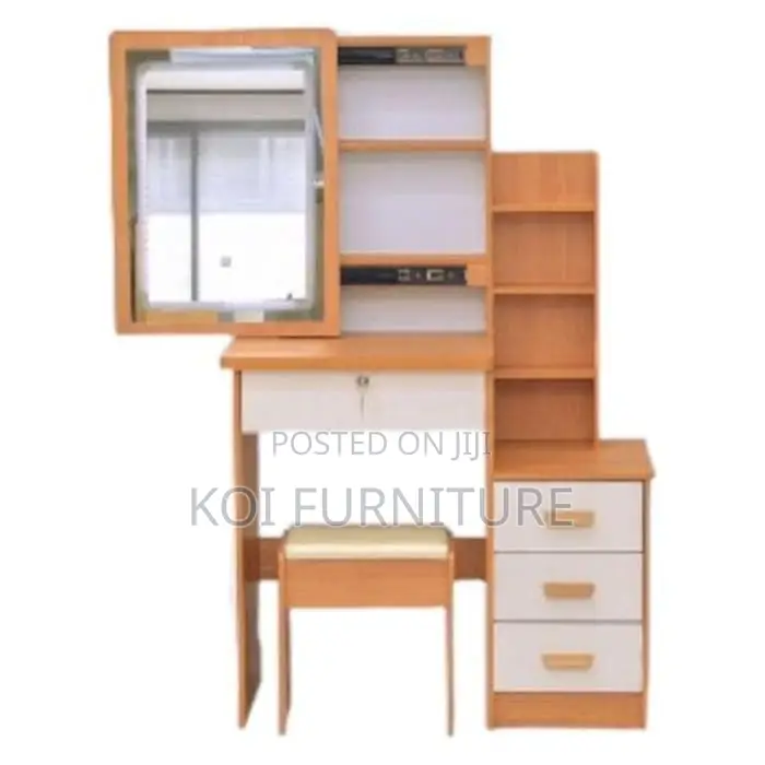 Dressers; Brown Bedroom Home Vanity Set With Sliding Mirror