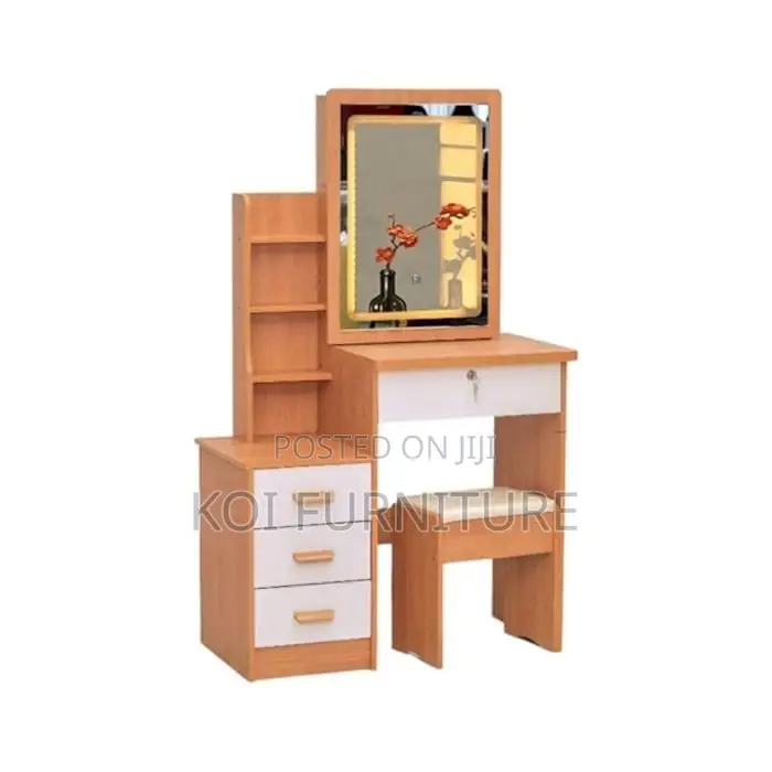 Dressers; Brown Bedroom Home Vanity Set With Sliding Mirror