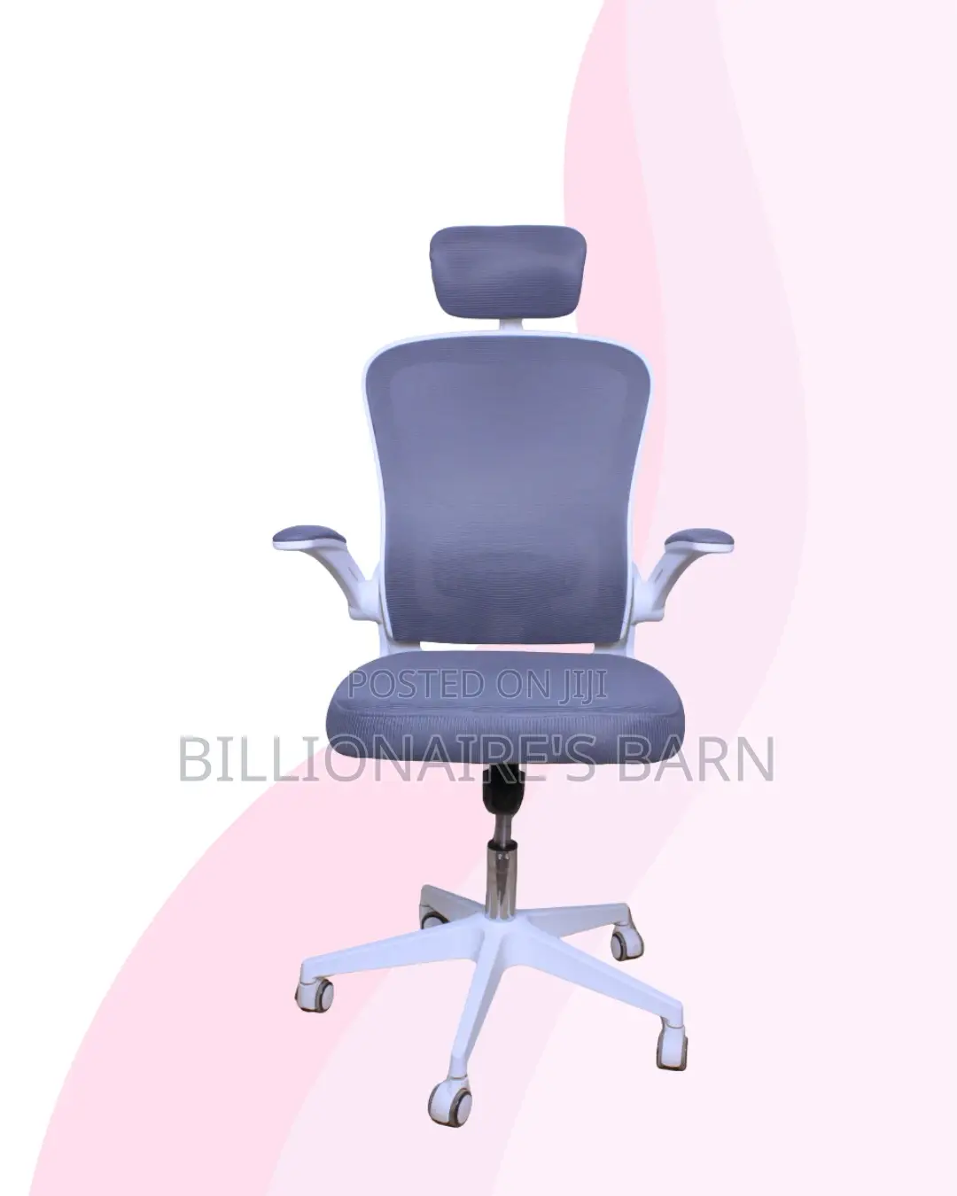 White Ergonomic Chair Flip Up Arms Adjustable Headrest Workspace