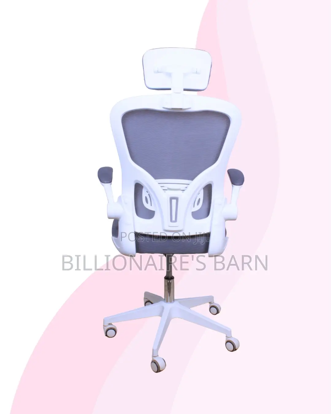 White Ergonomic Chair Flip Up Arms Adjustable Headrest Workspace