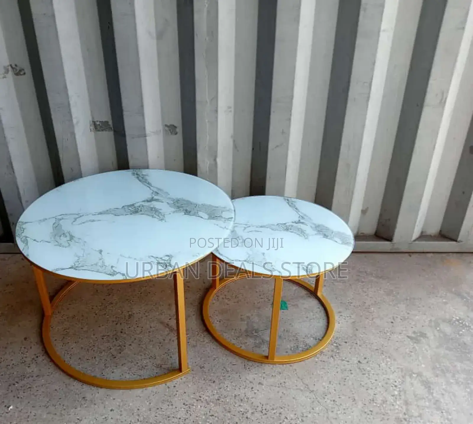 Marble Nesting Stylish Coffee Table (Glass Effect) White