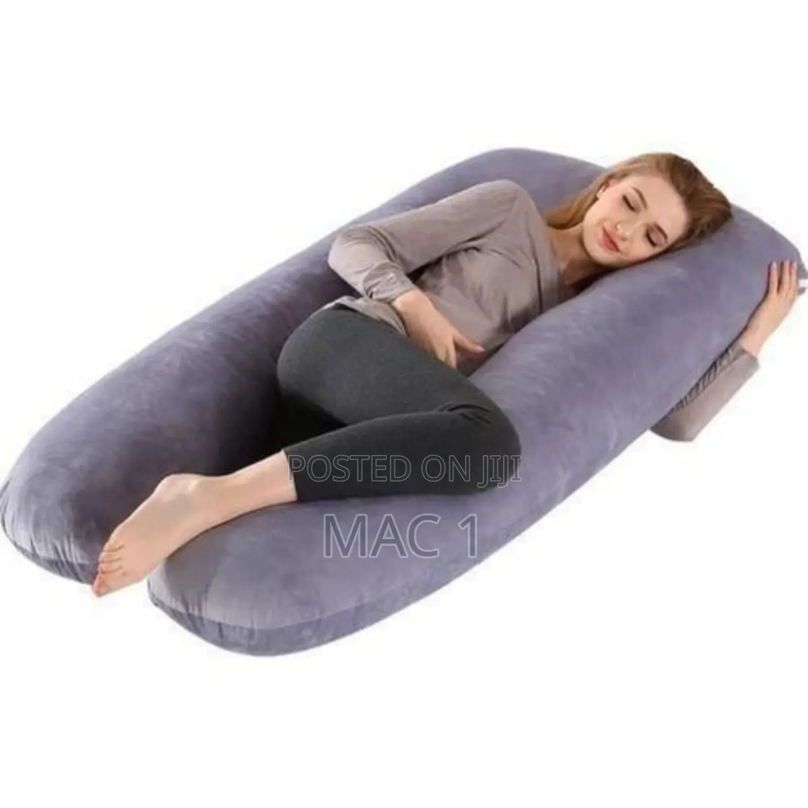 Comfortable Velvet Full Body Sleep Support Pillow - Grey