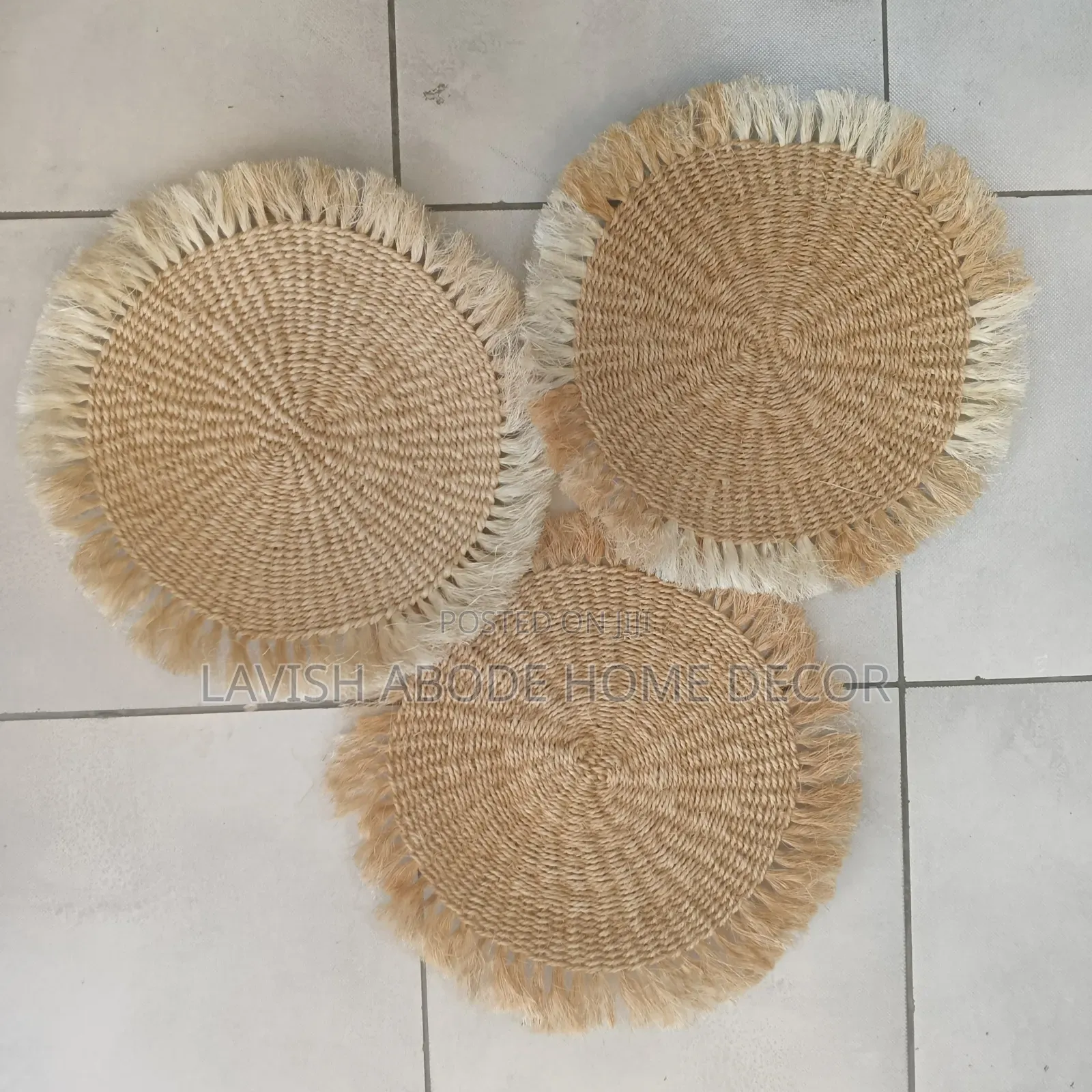 Decorative Sisal Mats . Can Be Used as Placements or Wall Decor