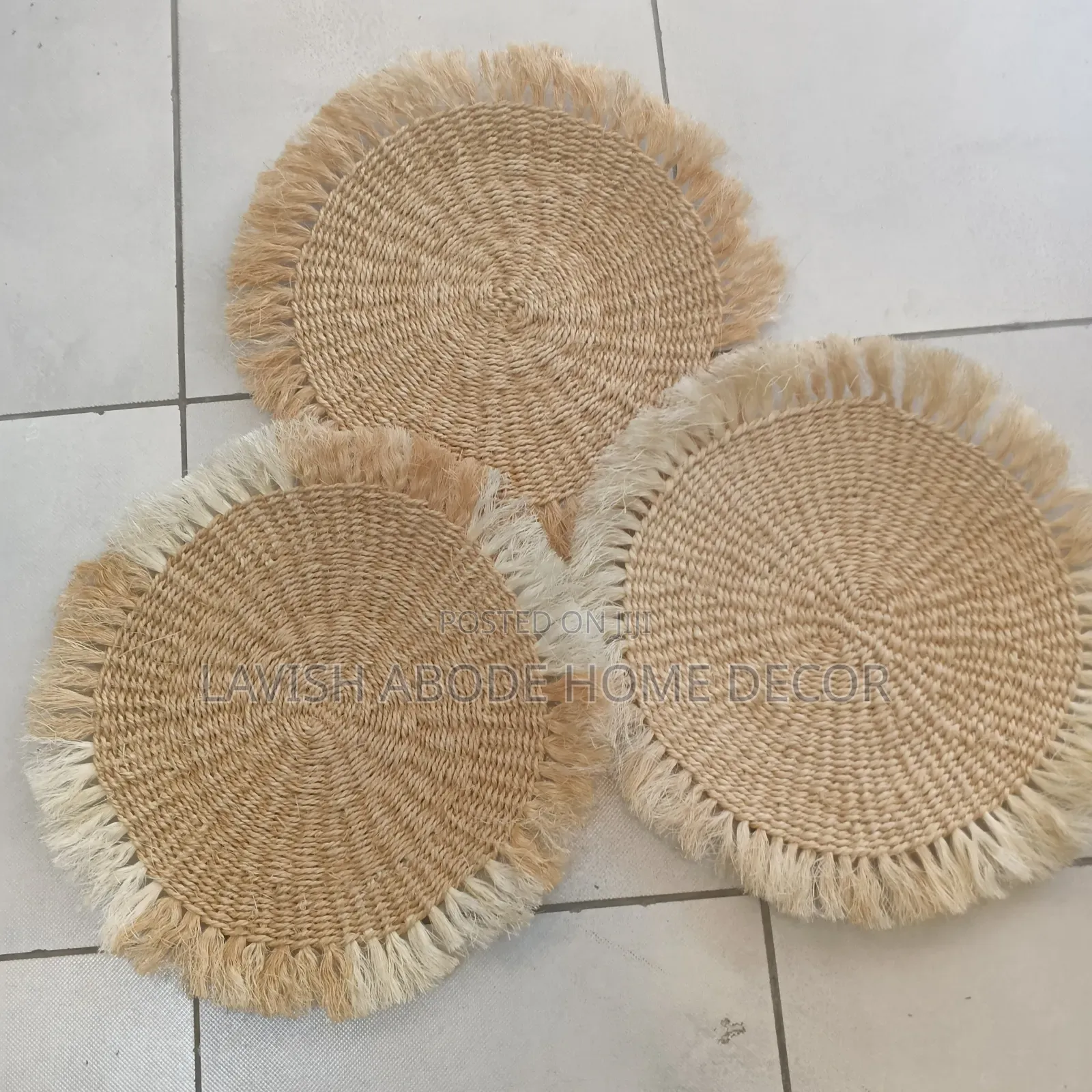 Decorative Sisal Mats . Can Be Used as Placements or Wall Decor