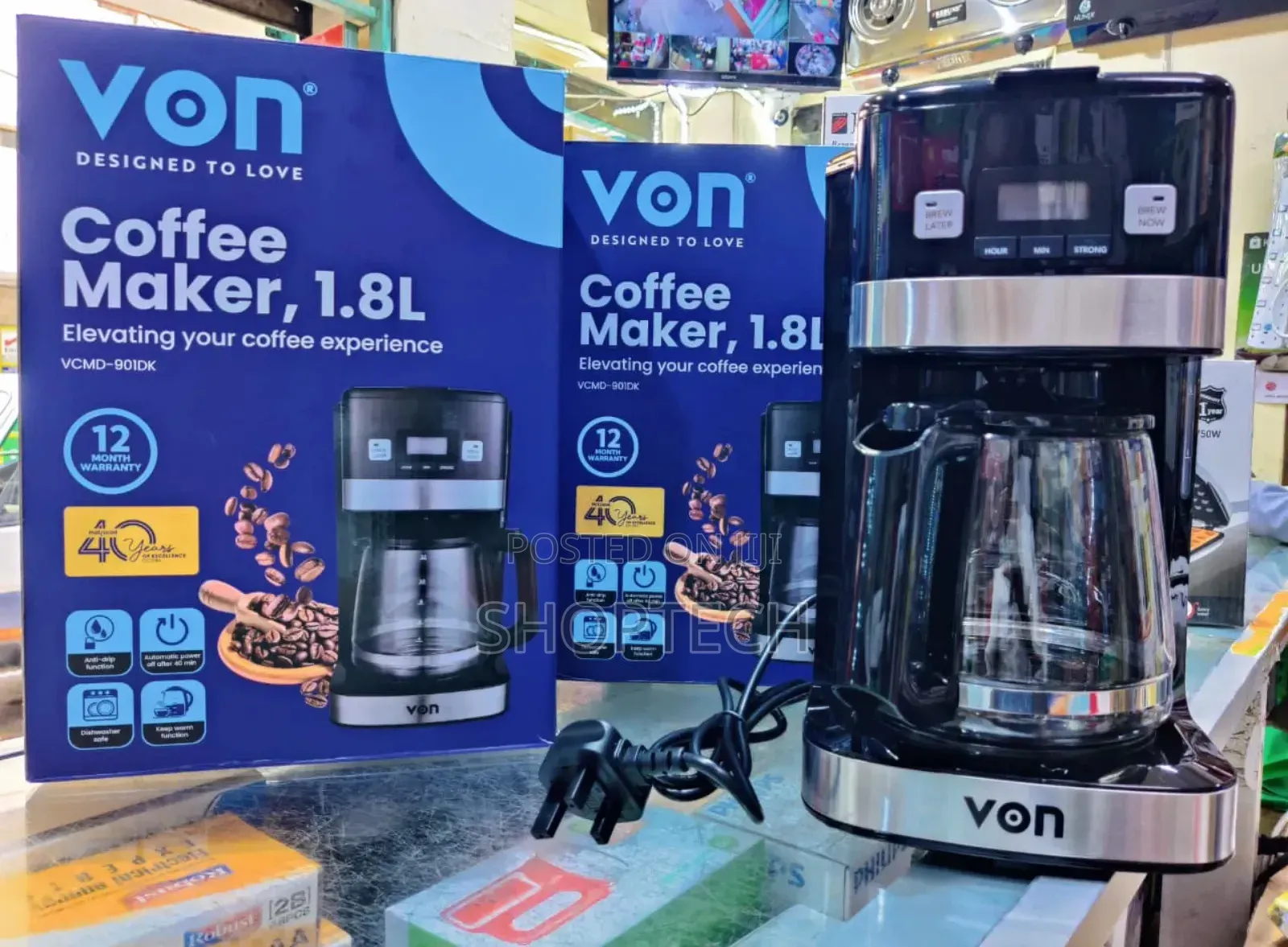 *Von Coffee Maker Digital,Black VCMD-901dk