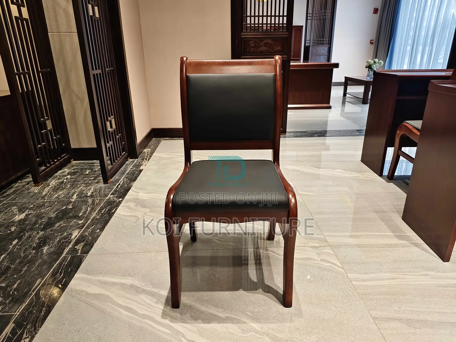 Office Chair : Mahogany Legs Executive Visitors Office Chair