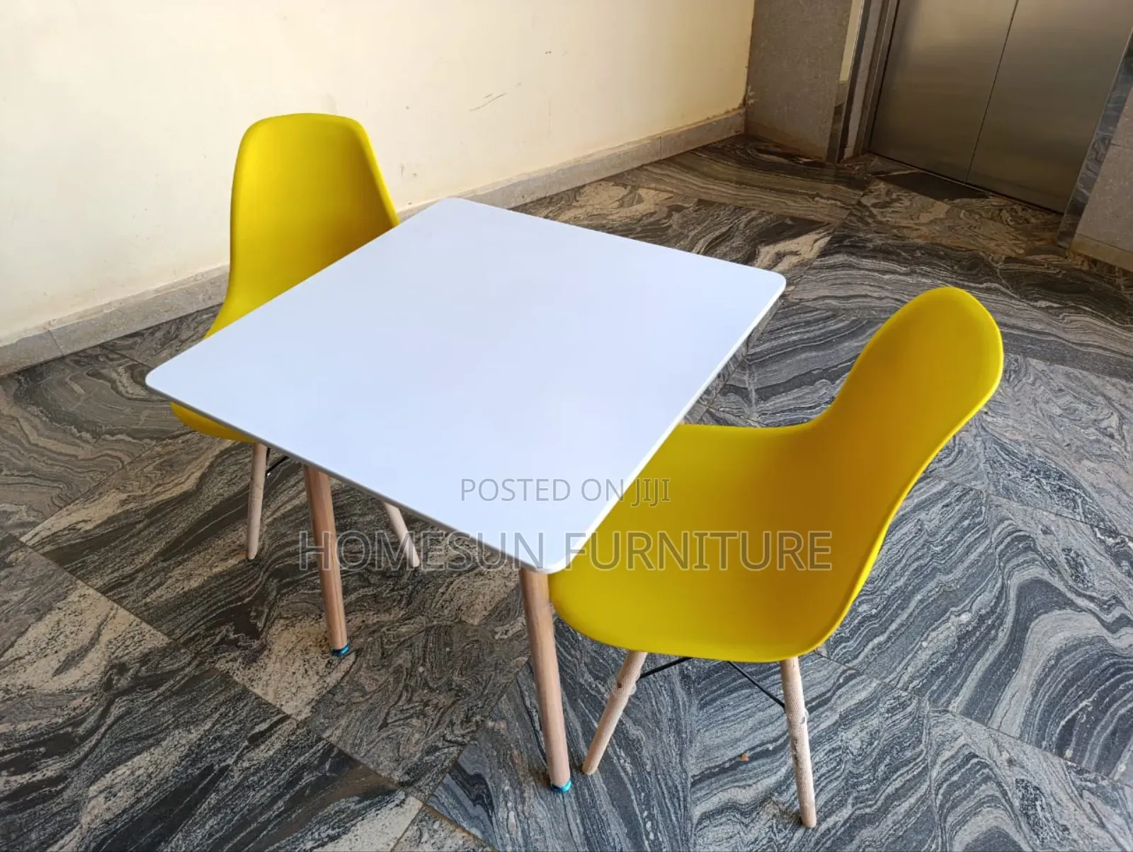 White Yellow Dining Set