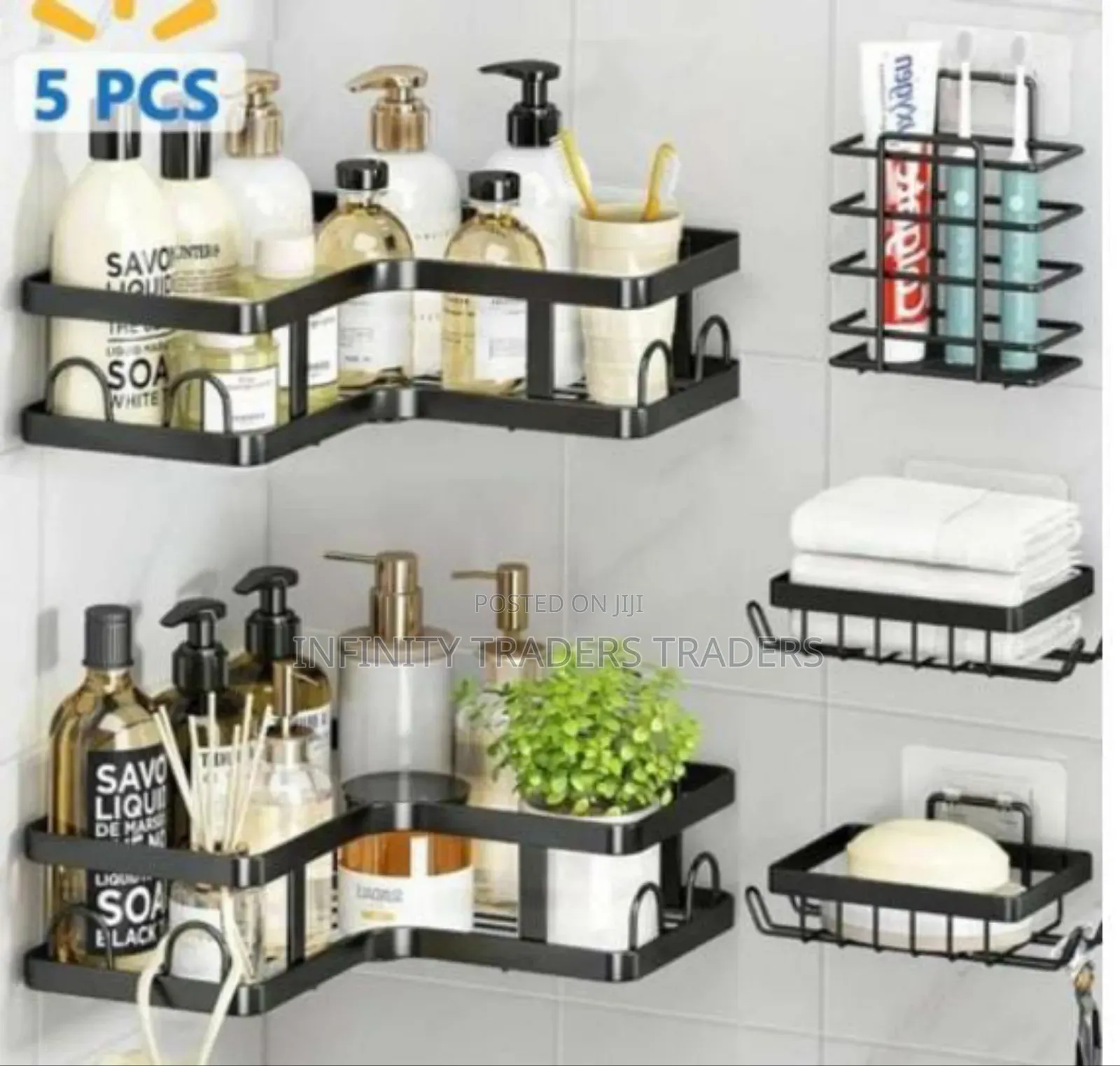 5pcs Set Shower Caddy Shelf/Bathroom Organizer