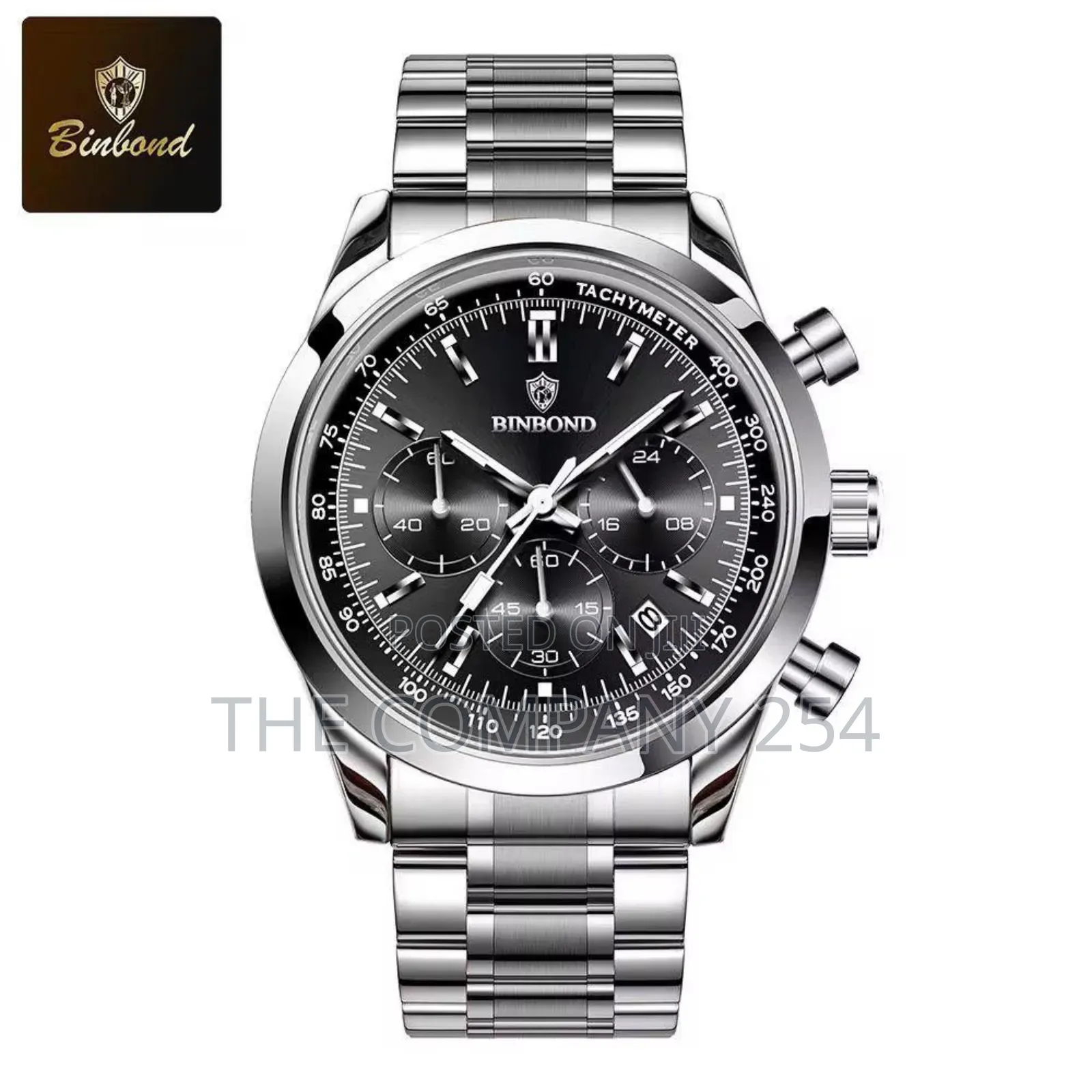 Binbond 380 Chronograph Watch. Calendar Display Stainless Steel