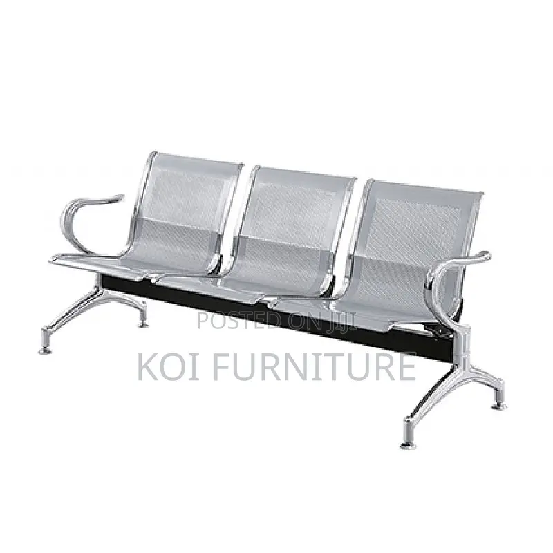 Office Bench : Linked Office Chair – Blue /Gray 3 Seater