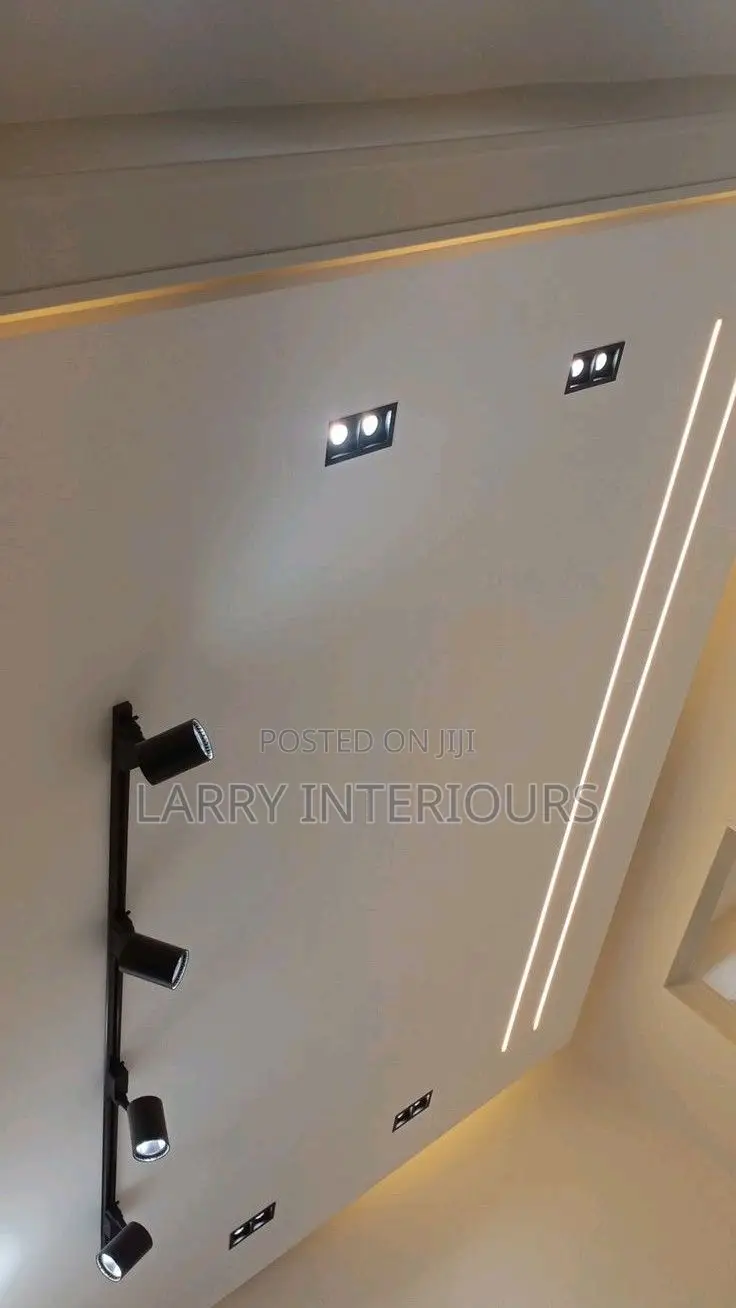 Modern Gypsum Ceiling Designs With Profile Lights Chandeliers