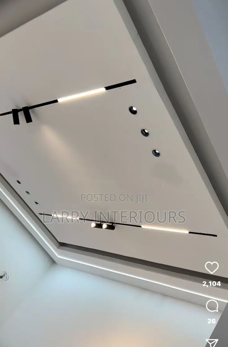 Modern Gypsum Ceiling Designs With Profile Lights Chandeliers