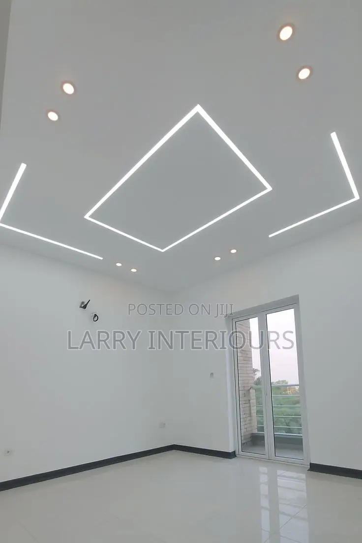 Modern Gypsum Ceiling Designs With Profile Lights Chandeliers