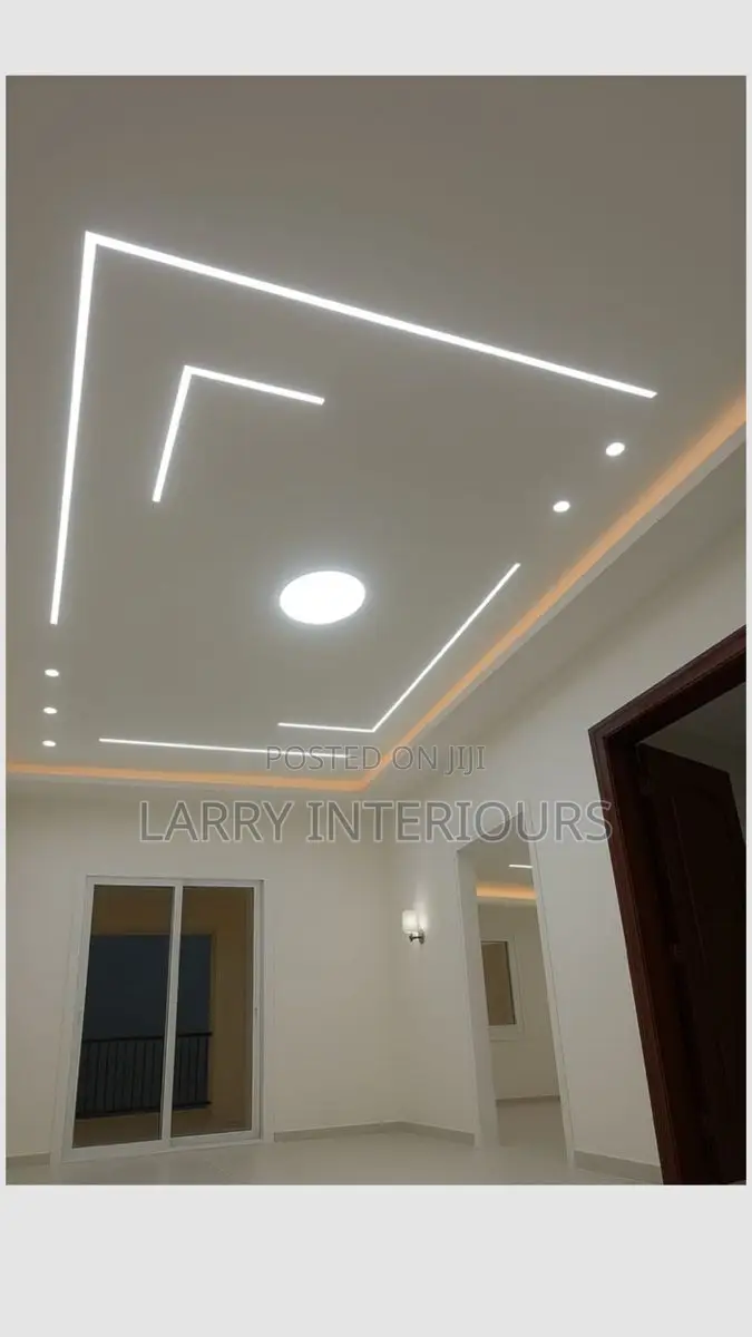 Modern Gypsum Ceiling Designs With Profile Lights Chandeliers