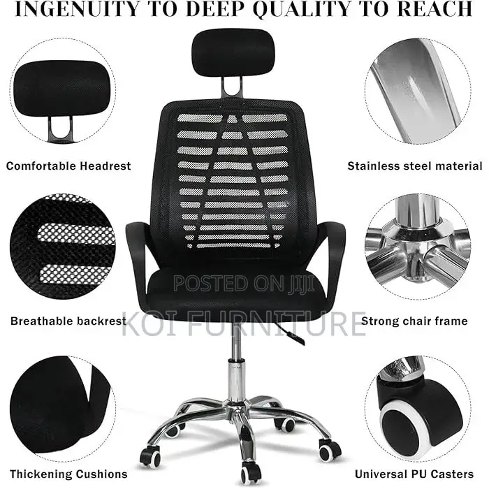 Office Chairs; Mesh Headrest Fabric Office Seat