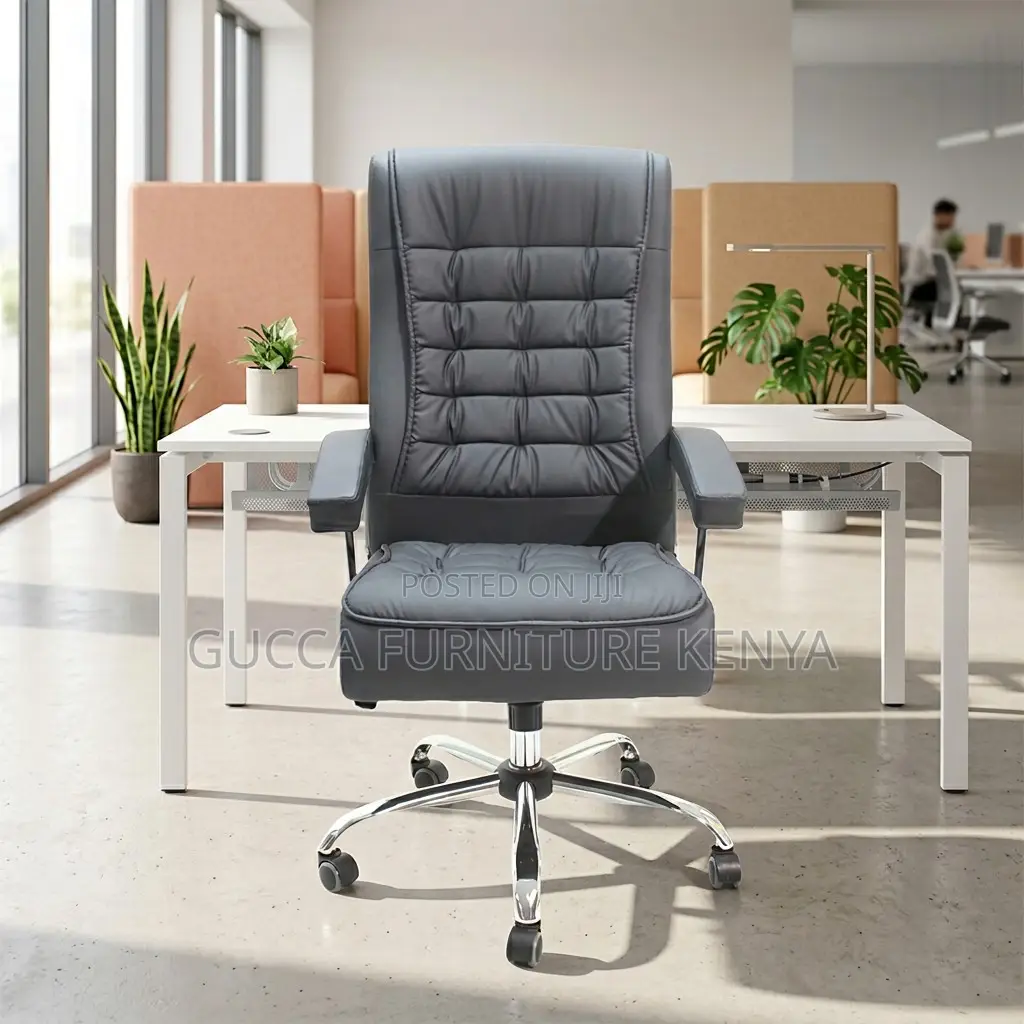 Office Gray Luxury Leather Workstation Chair